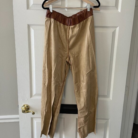 Enza Costa | Vegan Leather High Waist Pant in Cognac - Picture 8 of 9